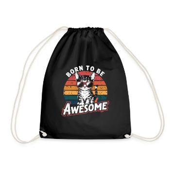 Coole Katze – Born to be Awesome - Drawstring Bag - black - Front