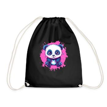 Süßer Panda auf Pink - Turnbeutel - Schwarz - Vorne