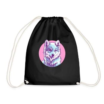 Arctic Wolf in Pink - Drawstring Bag - black - Front