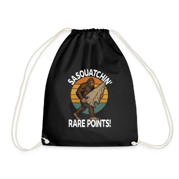 Flint Flint Arrowheads Flintknapping - Drawstring Bag - black - Front