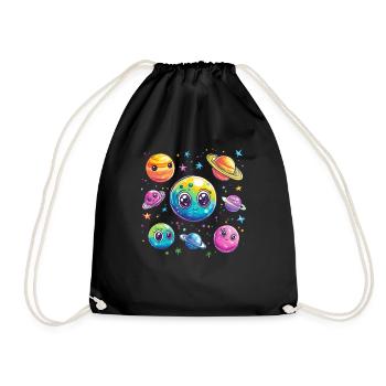 Sweet planets in space - Drawstring Bag - black - Front