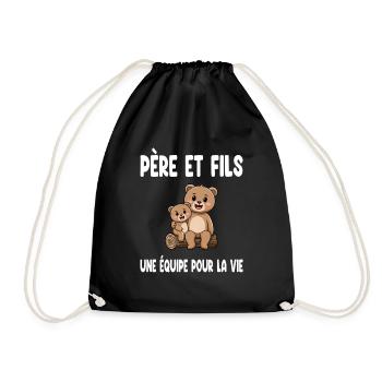 Father and Son Bear Daddy Duo Matching Father's Day - Drawstring Bag - black - Front