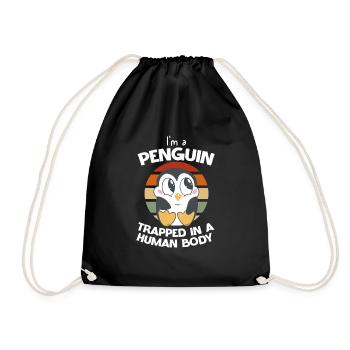 Ich Bin Ein Pinguin Gefangen Im Menschlichen - Turnbeutel - Schwarz - Vorne
