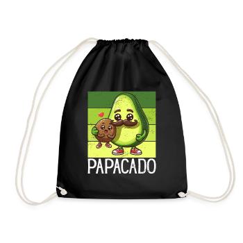 Papacado Avocado Papa Vatertag Vater Vaterschaft - Turnbeutel - Schwarz - Vorne