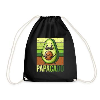 Papacado Avocado Papa Vatertag Vater Vaterschaft - Turnbeutel - Schwarz - Vorne