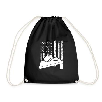 Cornhole Spieler USA Flagge Design - Turnbeutel - Schwarz - Vorne