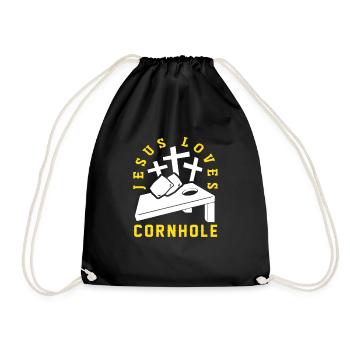 Jesus Liebt Cornhole Spieler Design - Turnbeutel - Schwarz - Vorne