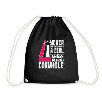 Unterschätze Nie Ein Mädchen Cornhole Spieler - Turnbeutel - Schwarz - Vorne
