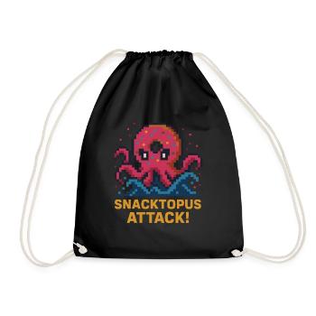 Snacktopus Attack Pixel Donut Kraken - Drawstring Bag - black - Front