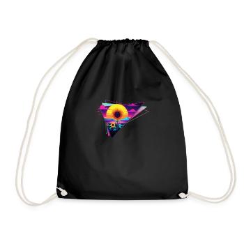Retro Wave Sonnenblume Dreieck - Turnbeutel - Schwarz - Vorne