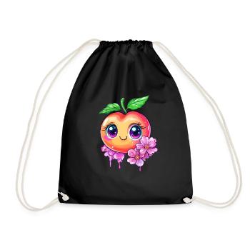 Pêche mignonne avec des fleurs de cerisier - Sac de sport léger - noir - Devant