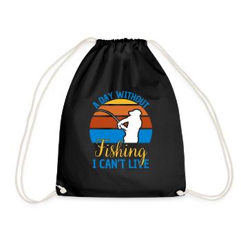 Fishing Saying Funny Fishing Design - Drawstring Bag - black - Front