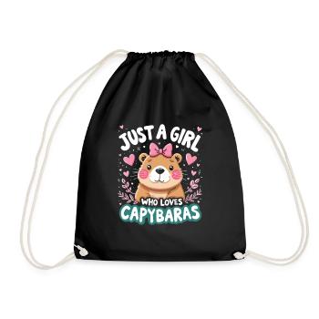 Just A Girl Loves Capybaras Capybara Lovers - Drawstring Bag - black - Front