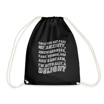 Once You Get Past My Anxiety Awkwardness Dark Humo - Drawstring Bag - black - Front