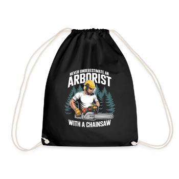 Chainsaw hero in forestry - Drawstring Bag - black - Front