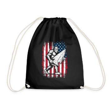 Bigfoot Arrowhead Arrowheads US Flag - Drawstring Bag - black - Front