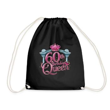 60th Birthday Queen Krone und Sterne - Turnbeutel - Schwarz - Vorne