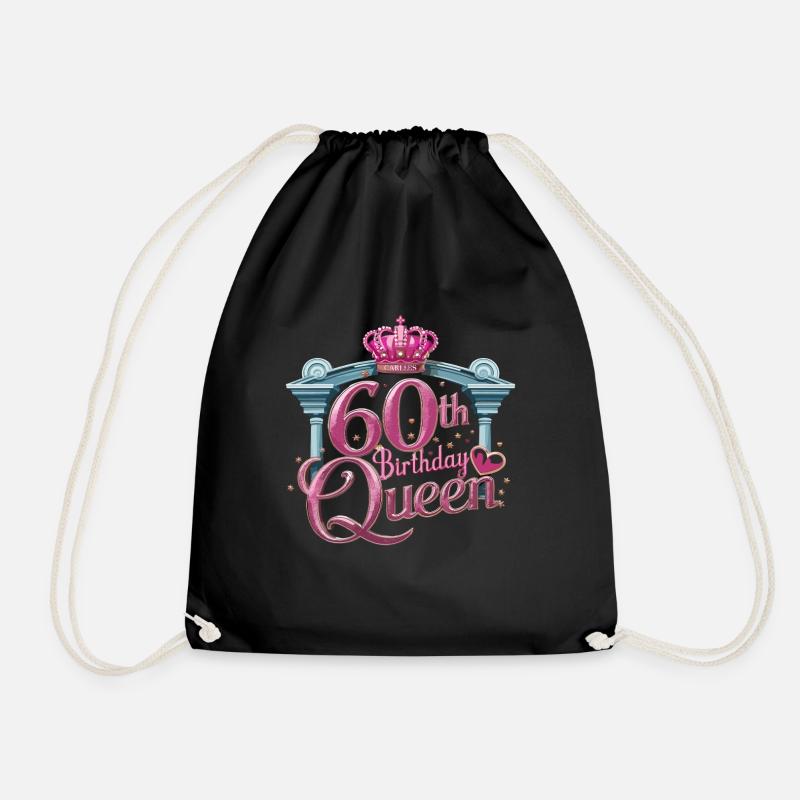 60th Birthday Queen Krone und Sterne - Turnbeutel - Schwarz