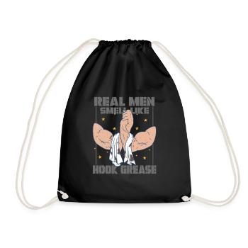 Docker Real Men Smell Like Hook Greash - Drawstring Bag - black - Front