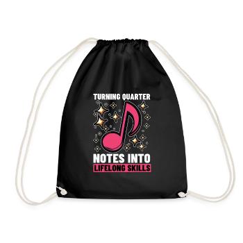 Music Teacher Turning Quarter Notes Piano Teacher - Drawstring Bag - black - Front