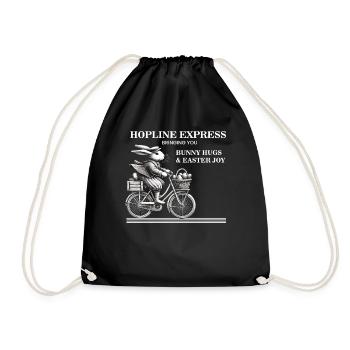 Ostern Retro Hase Fahrrad Freude Bunny Hugs - Turnbeutel - Schwarz - Vorne