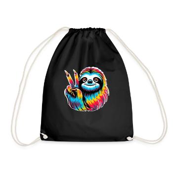 Paresseux Paix Hippie Style Batik - Sac de sport léger - noir - Devant