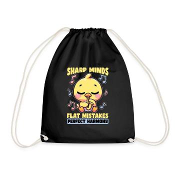 Music Teacher Sharp Minds Flat Mistakes Educator - Drawstring Bag - black - Front