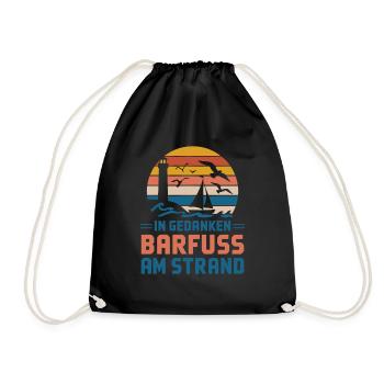 Mer Baltique Côte de la mer du Nord Pieds nus sur la plage en pensées - Sac de sport léger - noir - Devant