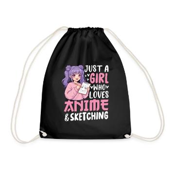 Just a Girl Who Loves Anime and Sketching - Drawstring Bag - black - Front