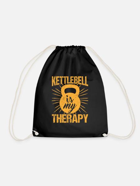 Fitness Fanatics Kettlebell Is My Therapy - Turnbeutel - Schwarz