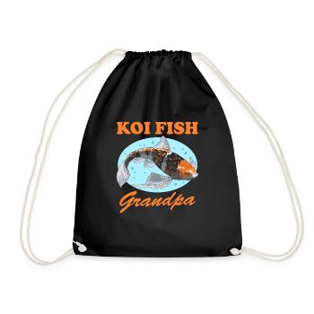 Koi Fish Grandpa Koi Nishikigoi Gift - Drawstring Bag - black - Front