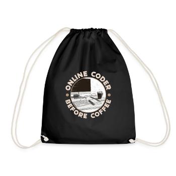 Online Coder Before Coffee Developer Coffee Lover - Drawstring Bag - black - Front