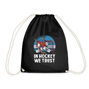 Eishockey Leidenschaft: In Hockey We Trust - Turnbeutel - Schwarz - Vorne