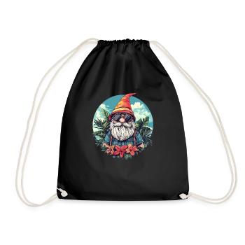 Tropical garden gnome with sunglasses - Drawstring Bag - black - Front