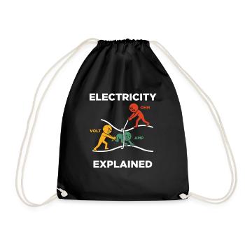 Electricity explained Elektriker - Turnbeutel - Schwarz - Vorne