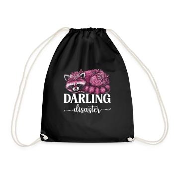Funny Cute Wild Raccoon Meme - Drawstring Bag - black - Front