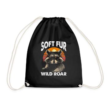 Funny Cute Wild Raccoon Meme - Drawstring Bag - black - Front