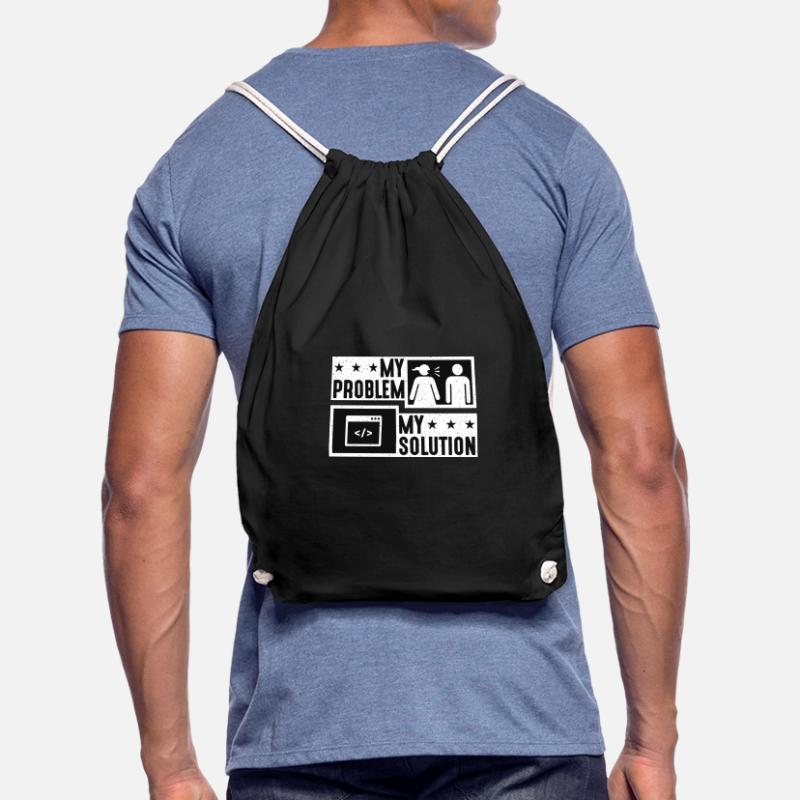 Online Coder My Problem My Pictogram Dad Developer Drawstring Bag