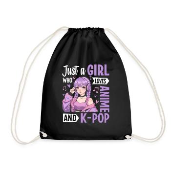 Just a Girl Who Loves Anime and K-Pop - Drawstring Bag - black - Front