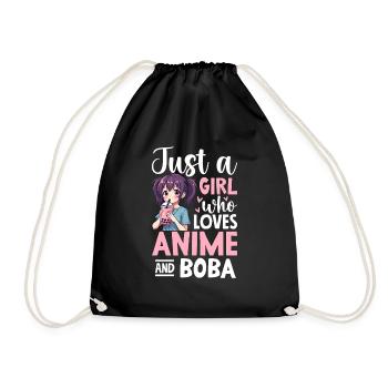 Just a Girl Who Loves Anime Boba Tea - Drawstring Bag - black - Front