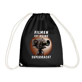 FILMKAMERA FILMEN IST MEINE SUPERMACHT - Turnbeutel - Schwarz - Vorne