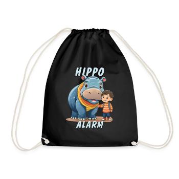 CHIDREN HIPPO ALARM - Drawstring Bag - black - Front