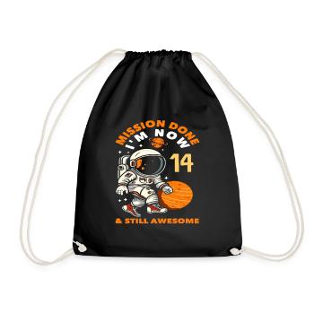 Mission accomplished I'm now 14 - Drawstring Bag - black - Front