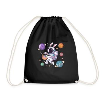 Lapin de Pâques astronaute dans l’espace avec des planètes - Sac de sport léger - noir - Devant