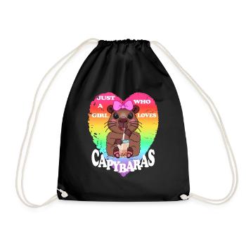 Capybara Bubble tea - Turnbeutel - Schwarz - Vorne