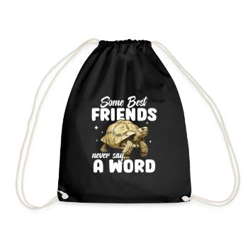 Some best friends never say a word, Sulcata - Drawstring Bag - black - Front
