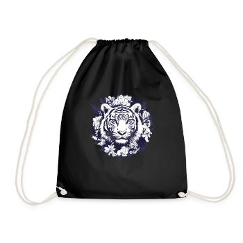 Tigre dans une couronne de fleurs - Sac de sport léger - noir - Devant