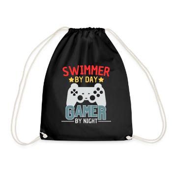 Schwimmer Gamer lustiges Schwimm Design - Turnbeutel - Schwarz - Vorne