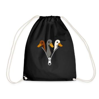 Three Ducks Zipper Duck Fans Duck Ducks - Drawstring Bag - black - Front