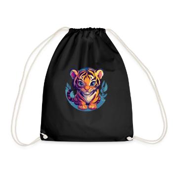 Süßer Tiger mit großen Augen - Turnbeutel - Schwarz - Vorne